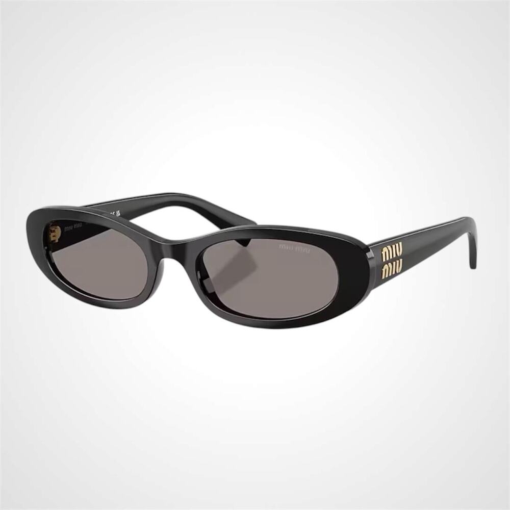 GOLDMIU MIU Sunglasses Oval 54mm Black Gold Logo Authentic New MUC02S